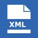 Il logo XML su sfondo blu.